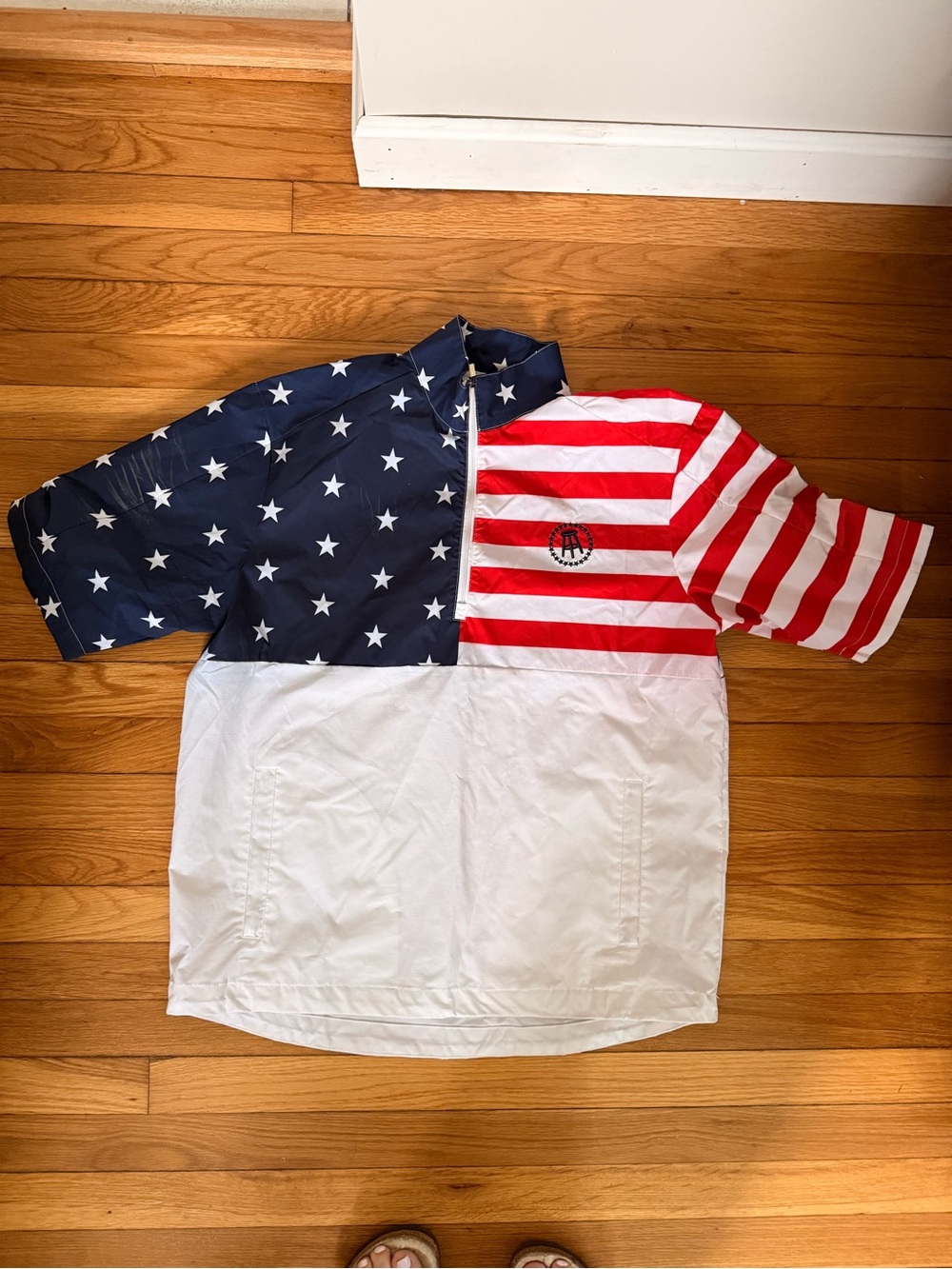 American Flag Pullover Shirt - White/Red/Blue